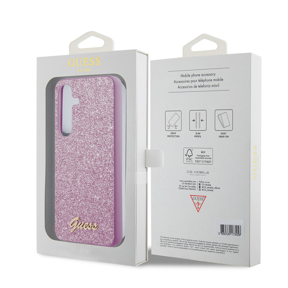 Θήκη για Samsung Galaxy S24 S921, Guess, Glitter Script, Μωβ