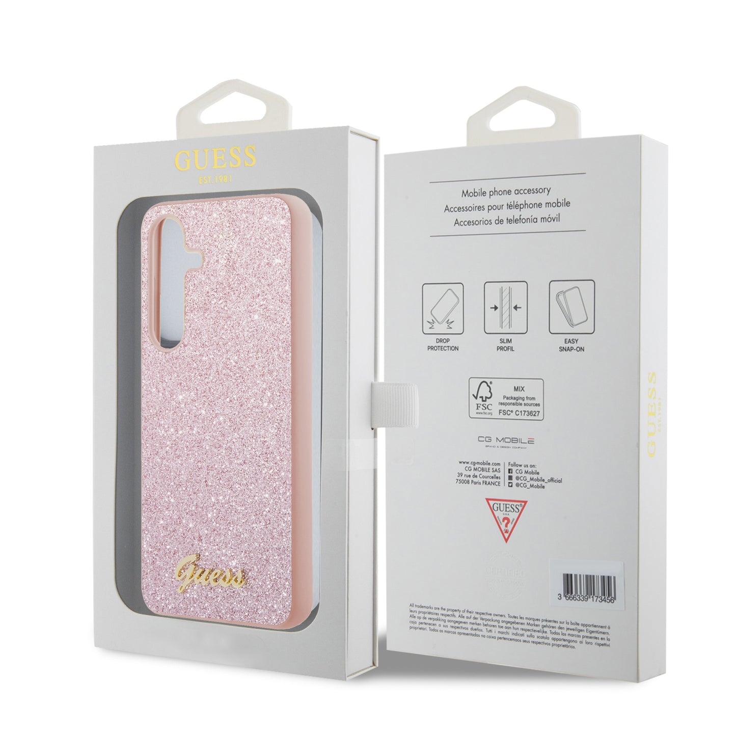 Θήκη για Samsung Galaxy S24 S921, Guess, Glitter Script, Ροζ
