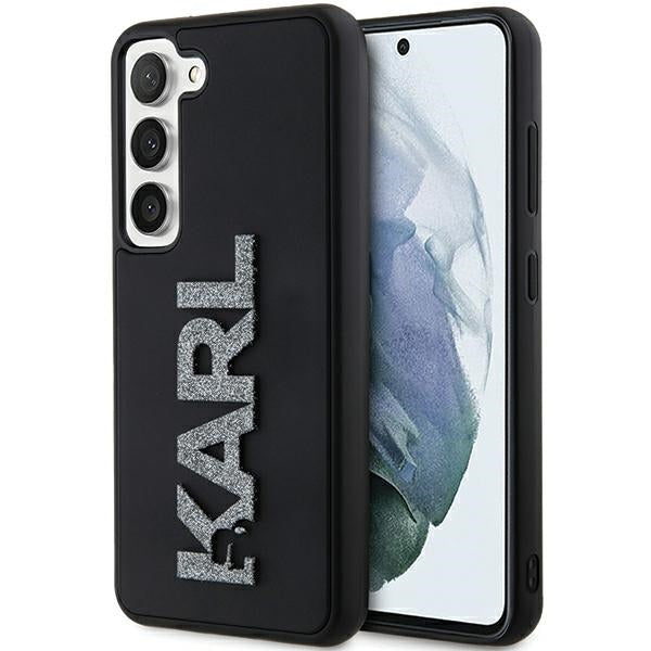 Case for Samsung Galaxy S24 S921, Karl Lagerfeld, 3D Rubber Glitter Logo, Black