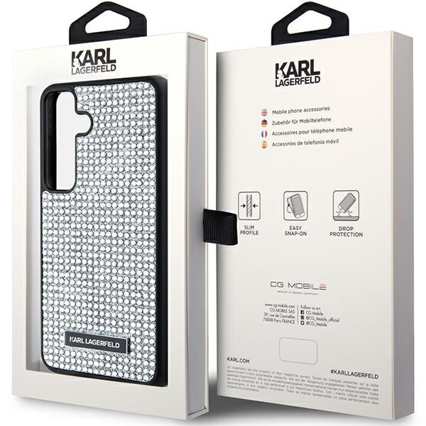 Θήκη για Samsung Galaxy S24 S921, Karl Lagerfeld, Rhinestone Metal Plate, Ασημί