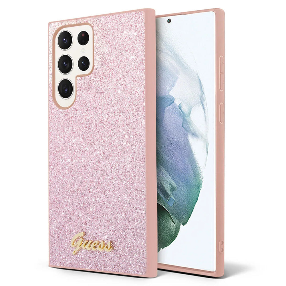 Θήκη για Samsung Galaxy S24 Ultra S928, Guess, Glitter Script, Ροζ