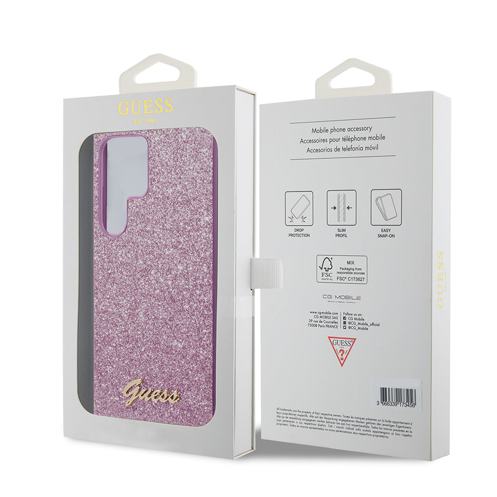 Θήκη για Samsung Galaxy S24 Ultra S928, Guess, Glitter Script, Ροζ