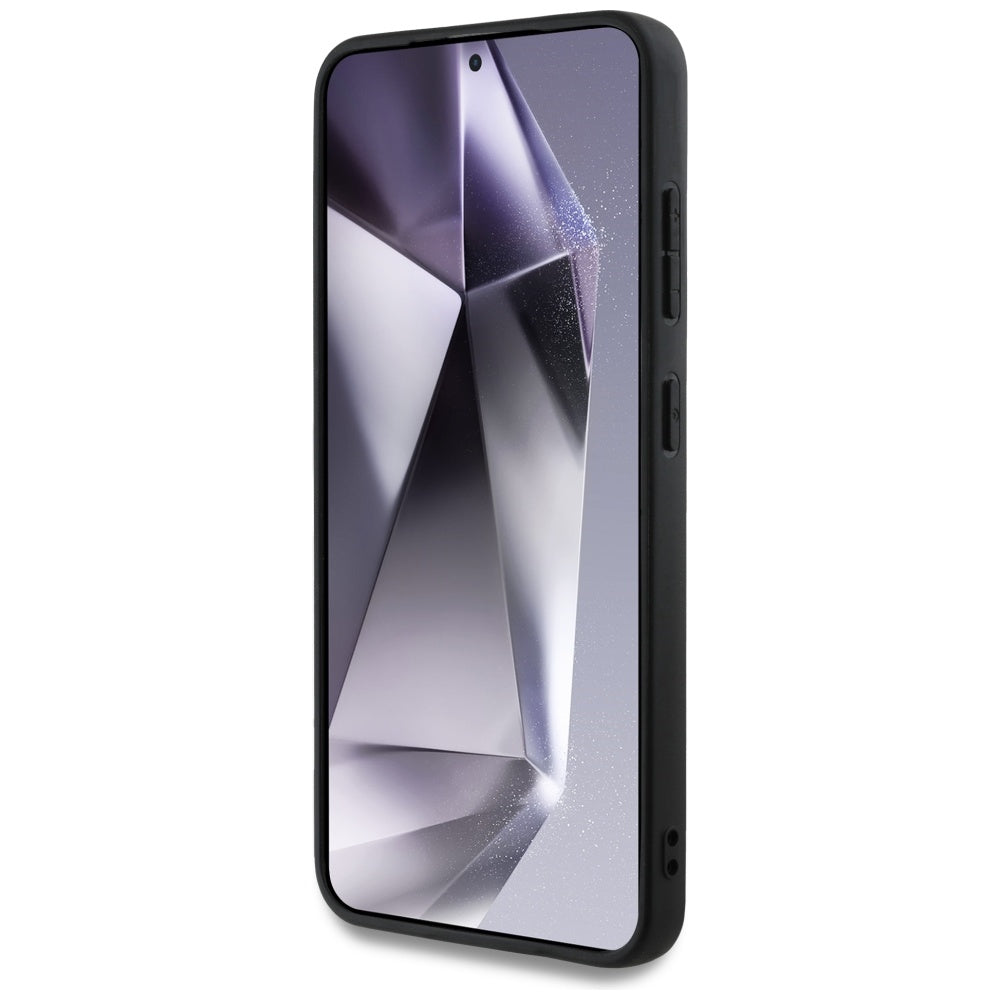 Θήκη για Samsung Galaxy S25 S931, Guess, Grained Hot Stamp 4G Triangle, Μαύρη