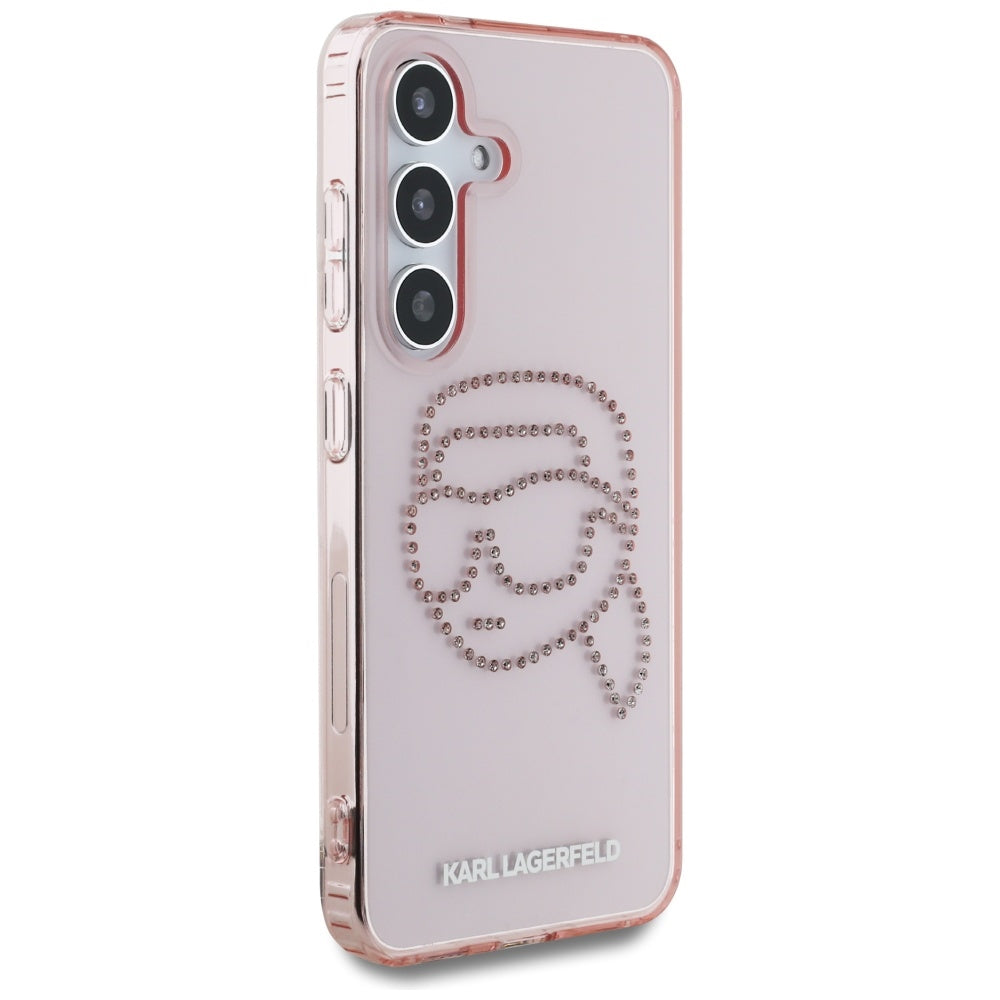 Θήκη για Samsung Galaxy S25 S931, Karl Lagerfeld, IML Rhinestones Karl's Head, Ροζ