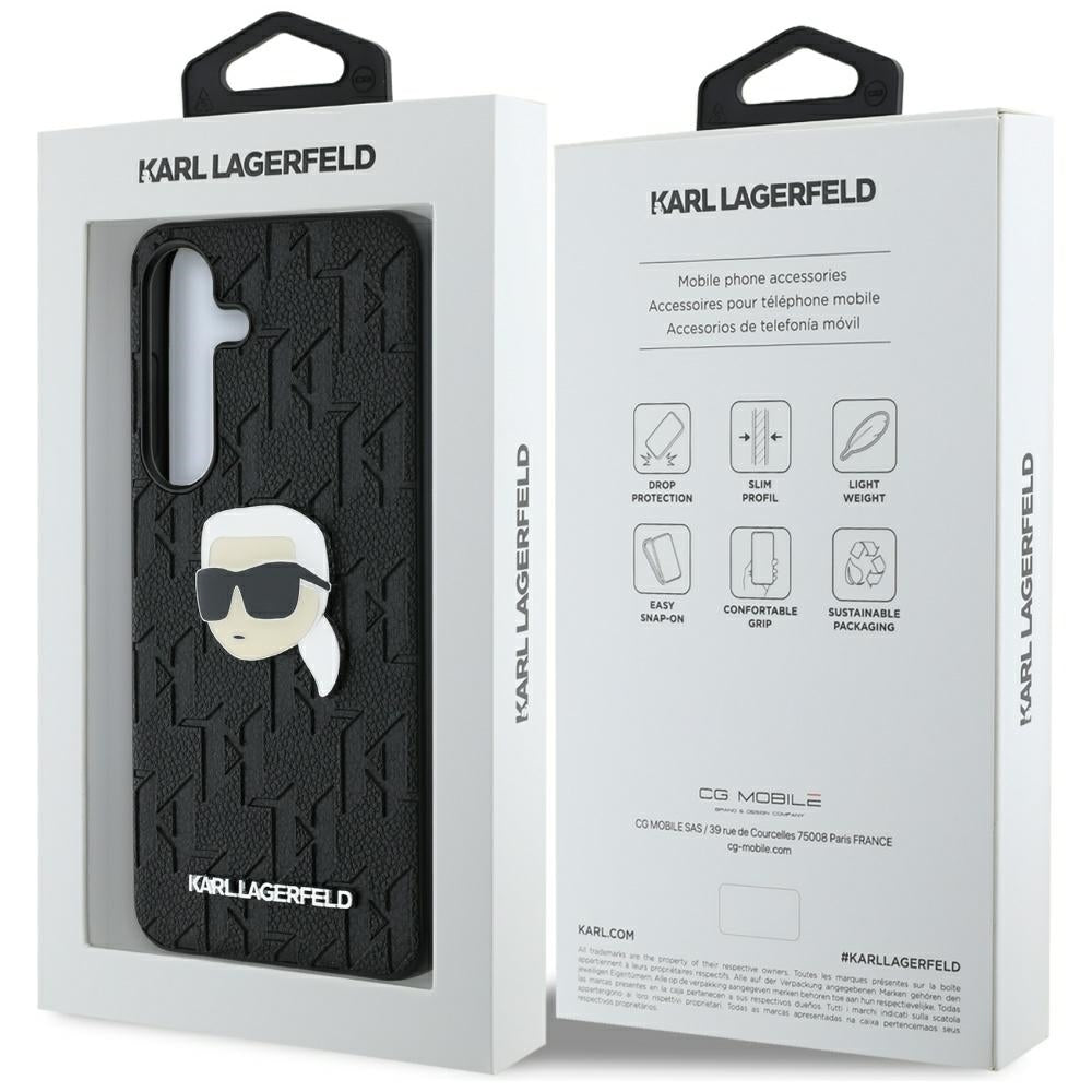 Θήκη για Samsung Galaxy S25 S931, Karl Lagerfeld, Monogram Karl's Head, Μαύρη