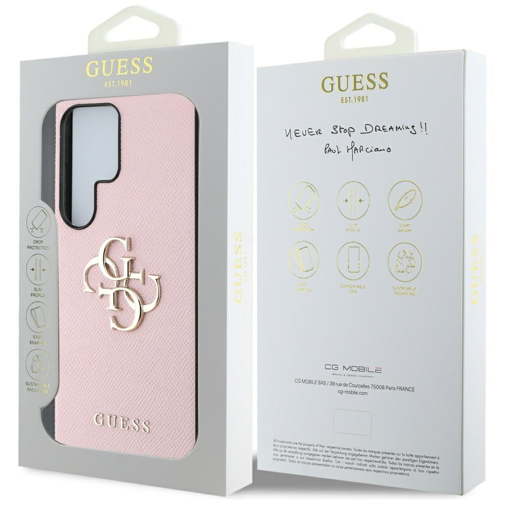 Θήκη για Samsung Galaxy S25 Ultra S938, Guess, 4G Grained Big and Classic Logo, Ροζ