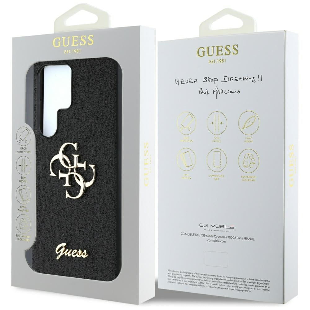 Θήκη για Samsung Galaxy S25 Ultra S938, Guess, Glitter Big 4G Script, Μαύρη