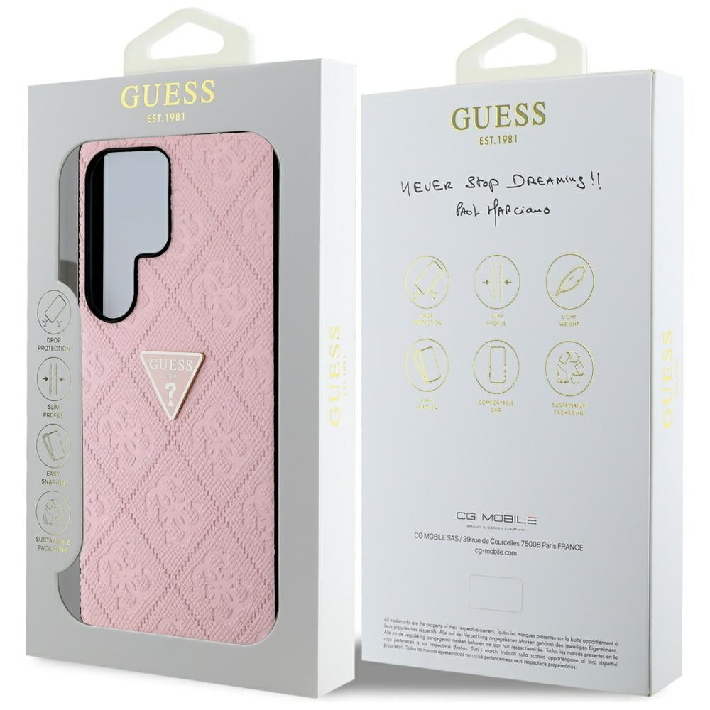 Θήκη για Samsung Galaxy S25 Ultra S938, Guess, Grained Hot Stamp 4G Triangle, Ροζ