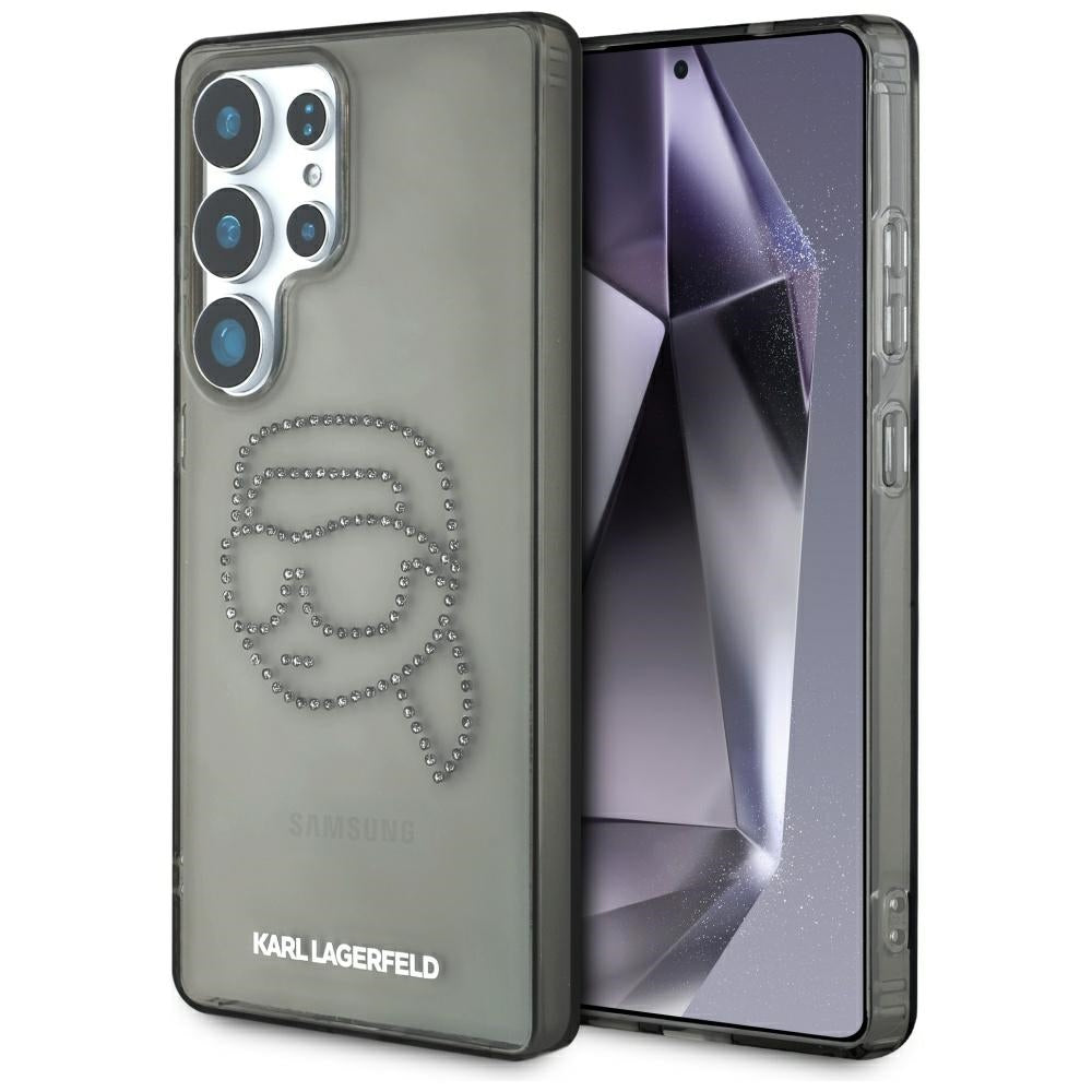 Θήκη για Samsung Galaxy S25 Ultra S938, Karl Lagerfeld, IML Rhinestones Karl's Head, Μαύρη