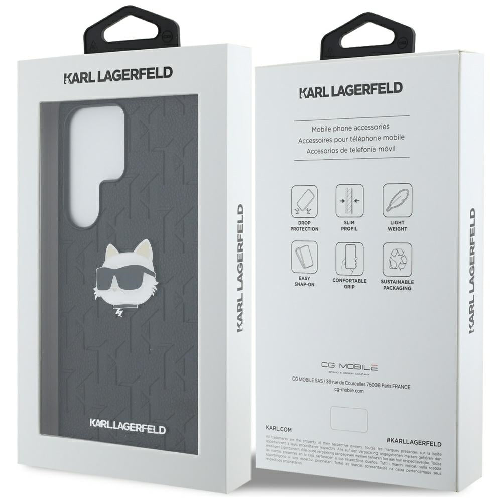 Θήκη για Samsung Galaxy S25 Ultra S938, Karl Lagerfeld, Monogram Choupette's Head, Μαύρη