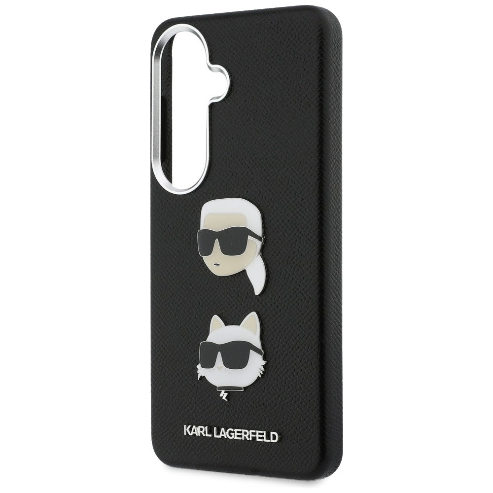 Θήκη για Samsung Galaxy S26 Plus S947, Karl Lagerfeld, Saffiano Karl & Choupette's Head Pin, Μαύρη