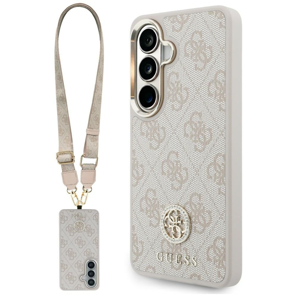 Θήκη για Samsung Galaxy S26 S942, GUESS, 4G Big Rhinestone Triangle Strap, Ροζ