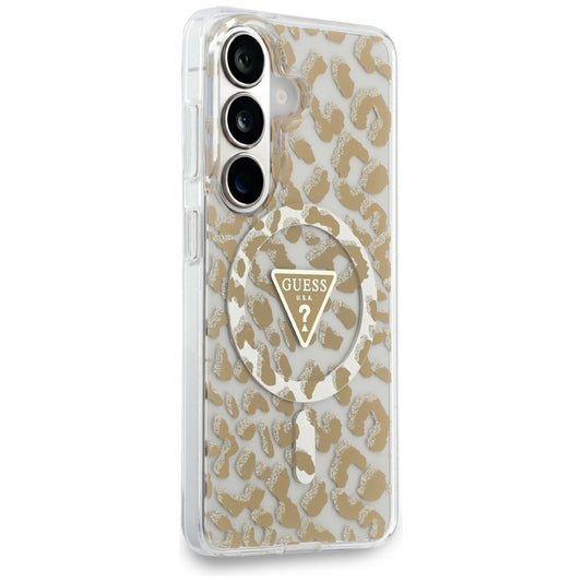 Θήκη MagSafe για Samsung Galaxy S26 S942, Guess, IML Leopard Pattern, Καφέ