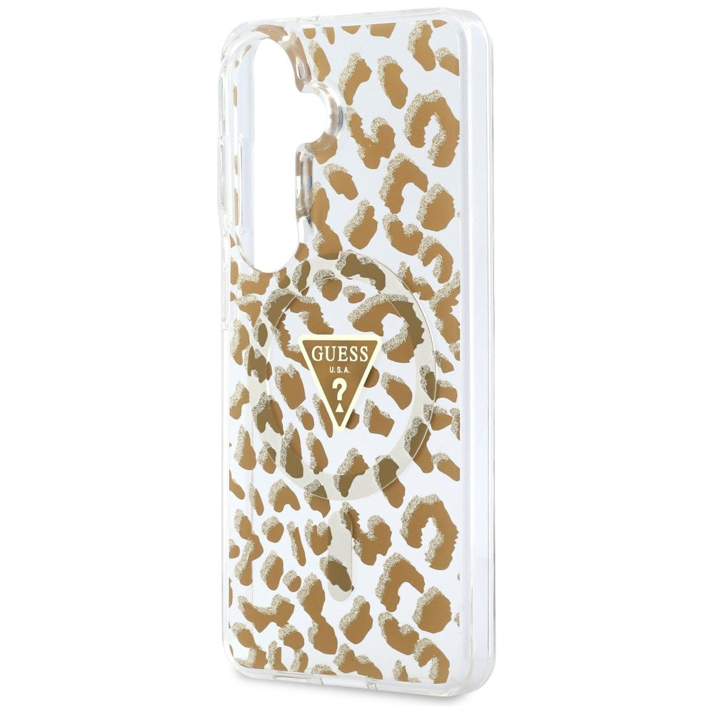 Θήκη MagSafe για Samsung Galaxy S26 S942, Guess, IML Leopard Pattern, Καφέ