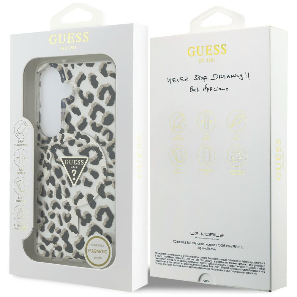 Θήκη MagSafe για Samsung Galaxy S26 S942, Guess, IML Leopard Pattern, Μαύρη