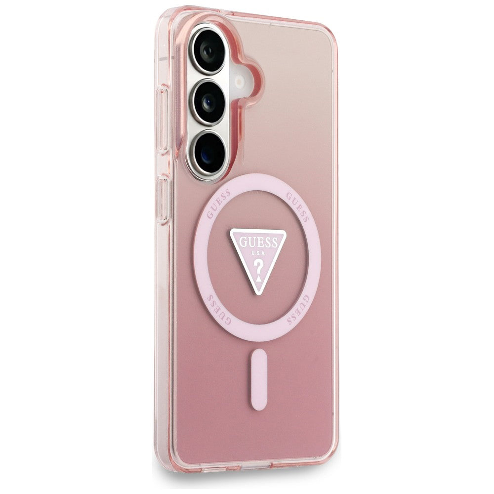 Θήκη MagSafe για Samsung Galaxy S26 S942, Guess, IML Gradient Triangle Logo, Ροζ
