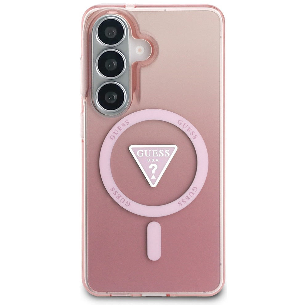 Θήκη MagSafe για Samsung Galaxy S26 S942, Guess, IML Gradient Triangle Logo, Ροζ