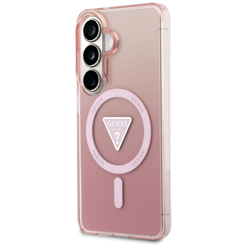 Θήκη MagSafe για Samsung Galaxy S26 S942, Guess, IML Gradient Triangle Logo, Ροζ