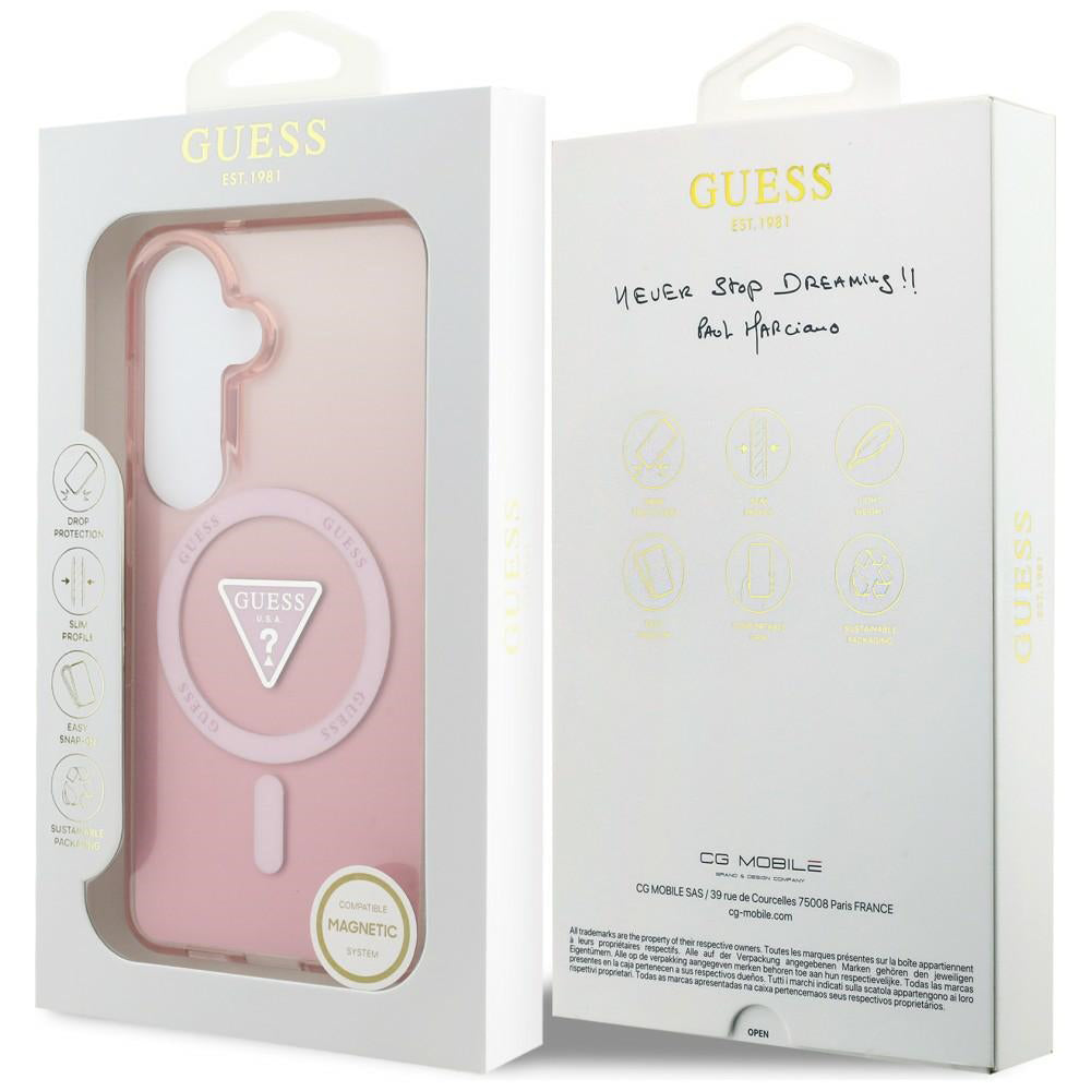 Θήκη MagSafe για Samsung Galaxy S26 S942, Guess, IML Gradient Triangle Logo, Ροζ