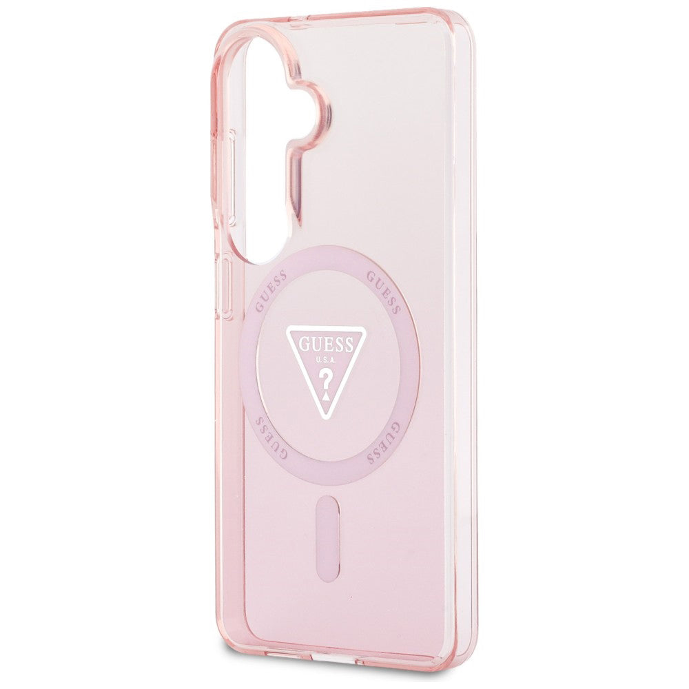 Θήκη MagSafe για Samsung Galaxy S26 S942, Guess, IML Gradient Triangle Logo, Ροζ