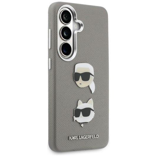 Θήκη για Samsung Galaxy S26 S942, Karl Lagerfeld, Saffiano Karl & Choupette's Head Pin, Γκρι