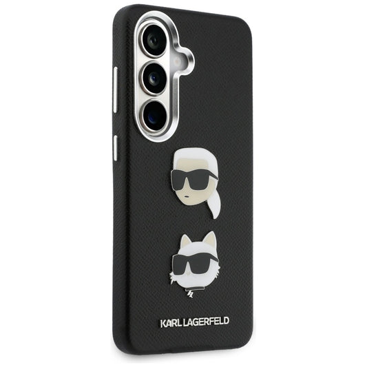 Θήκη για Samsung Galaxy S26 S942, Karl Lagerfeld, Saffiano Karl & Choupette's Head Pin, Μαύρη