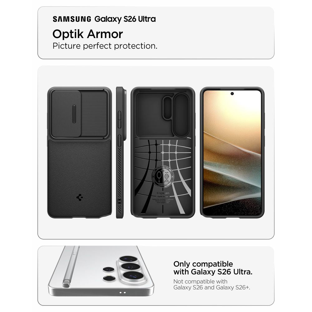 Θήκη για Samsung Galaxy S26 Ultra S948, Spigen, Optik Armor, Μαύρη ACS10687