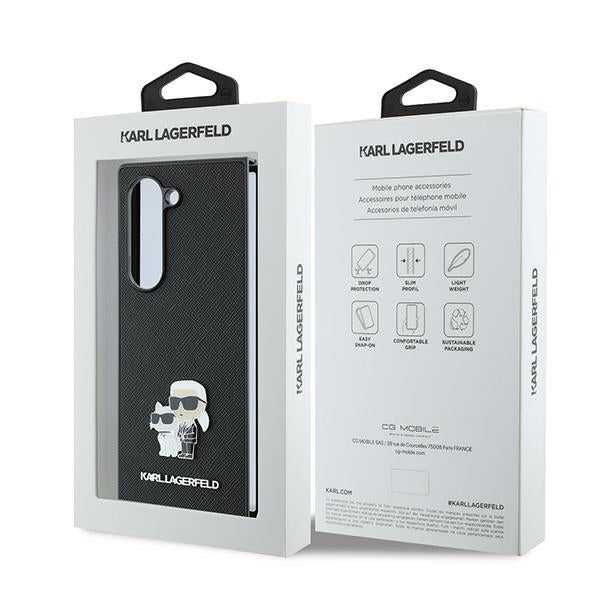 Case for Samsung Galaxy Z Fold6 F956, Karl Lagerfeld, Saffiano Karl & Choupette Metal, Black