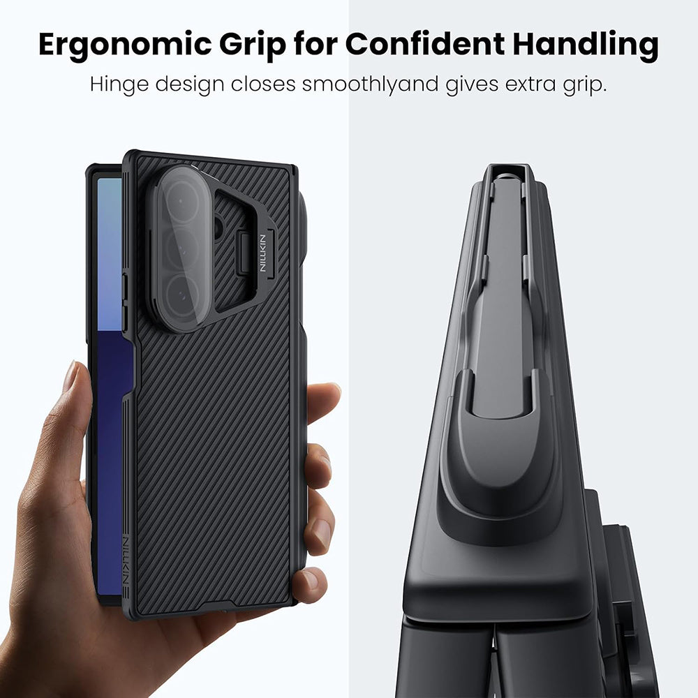 Θήκη για Samsung Galaxy Z Fold7 F966, Nillkin, CamShield Prop με Διαφανές Κάλυμμα Φακού και Θήκη για S-Pen, Μαύρο