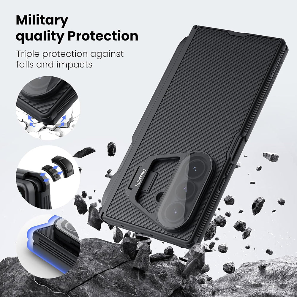 Θήκη για Samsung Galaxy Z Fold7 F966, Nillkin, CamShield Prop με Διαφανές Κάλυμμα Φακού και Θήκη για S-Pen, Μαύρο
