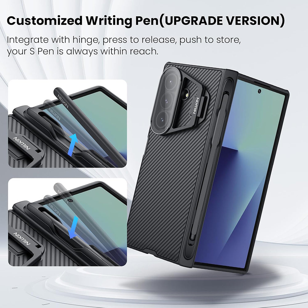Θήκη για Samsung Galaxy Z Fold7 F966, Nillkin, CamShield Prop με Διαφανές Κάλυμμα Φακού και Θήκη για S-Pen, Μαύρο