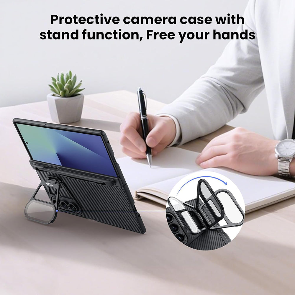 Θήκη για Samsung Galaxy Z Fold7 F966, Nillkin, CamShield Prop με Διαφανές Κάλυμμα Φακού και Θήκη για S-Pen, Μαύρο