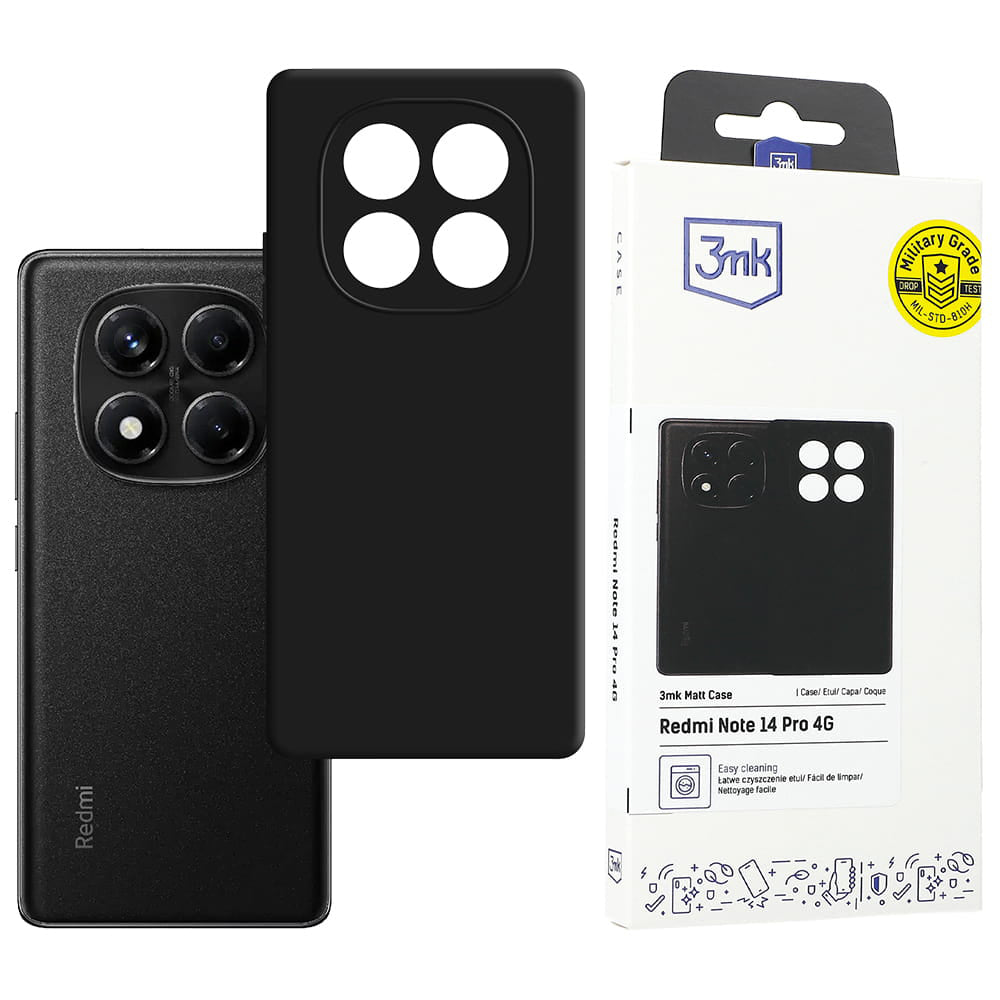 Θήκη για Xiaomi Redmi Note 14 Pro 4G, 3MK, Μαύρο Ματ