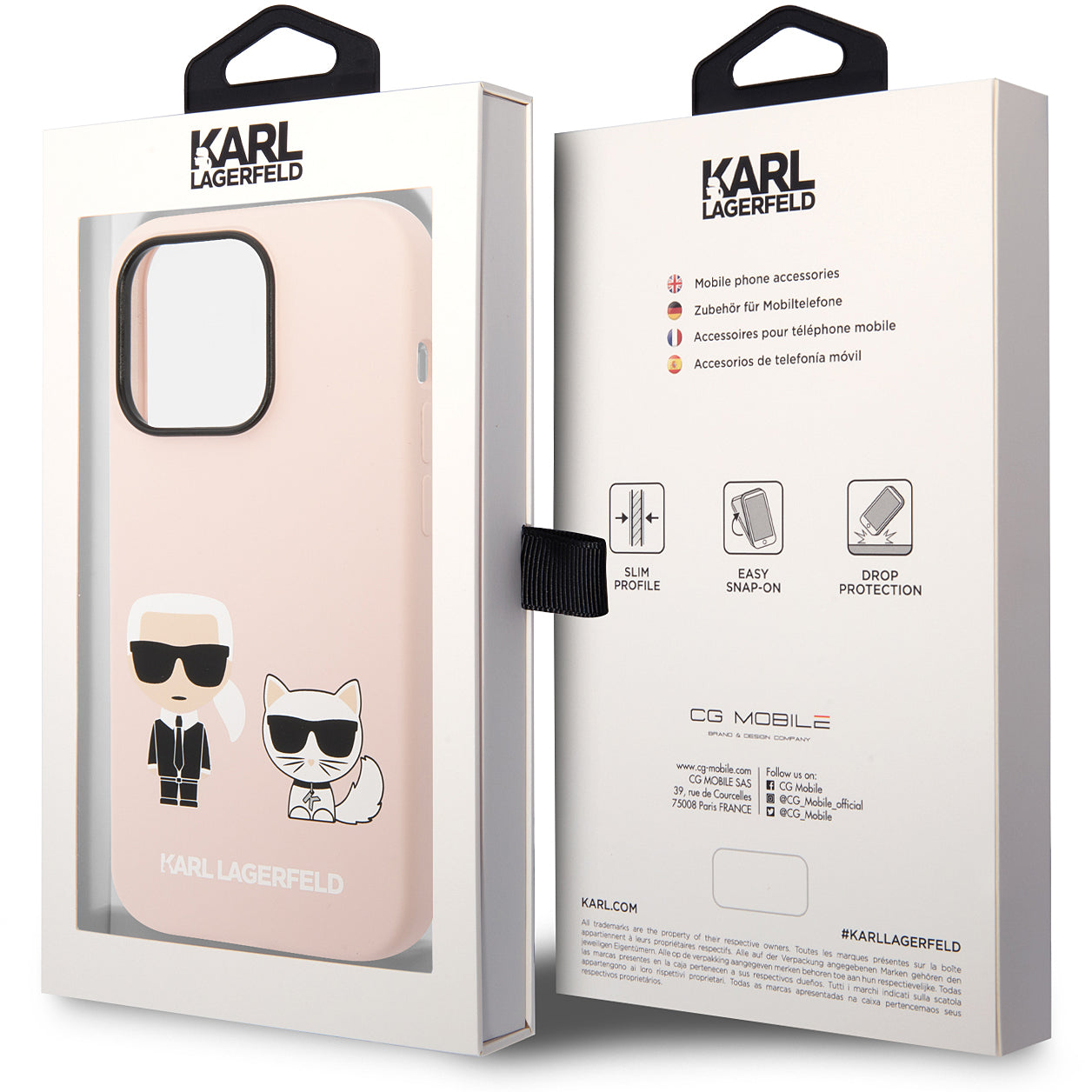Θήκη MagSafe για Apple iPhone 14 Pro Max, Karl Lagerfeld, Silicone Body Karl & Choupette, Ροζ
