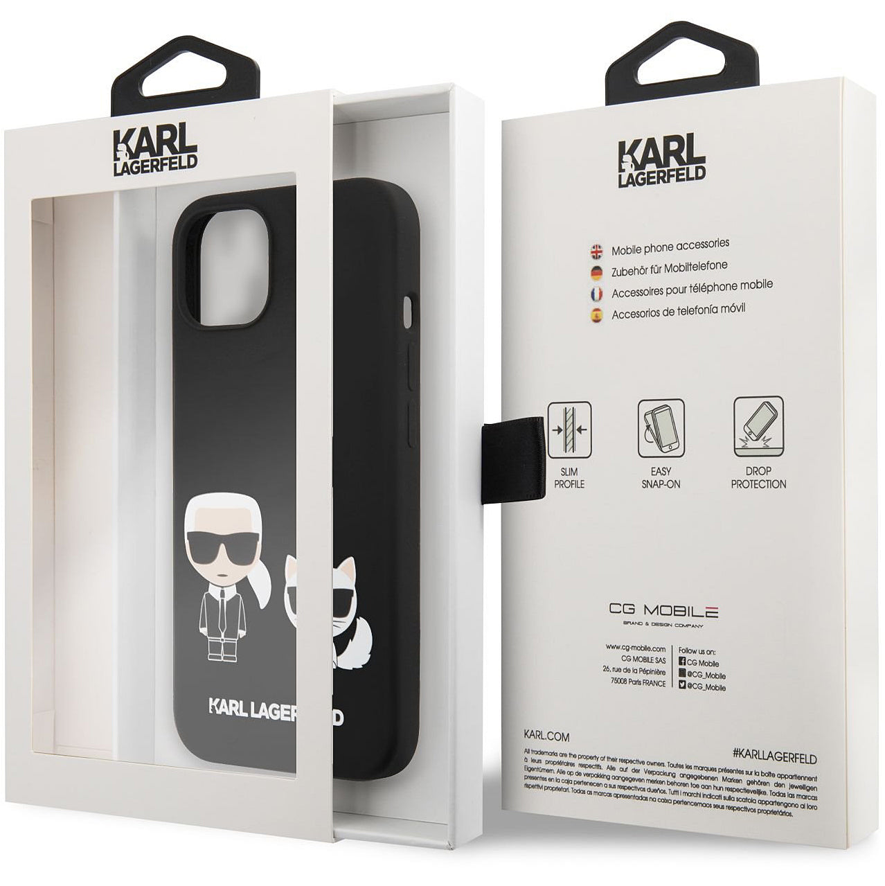 Θήκη MagSafe για Apple iPhone 14 Plus, Karl Lagerfeld, Σιλικόνη Karl & Choupette, Μαύρη