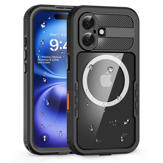 Θήκη Waterproof για Apple iPhone 16, ShellBox, Carbon, Μαύρη