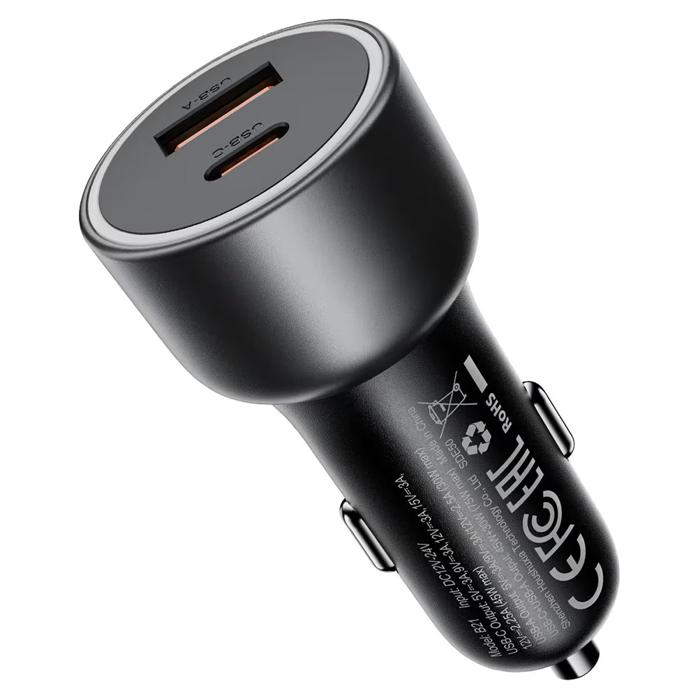 Φορτιστής Αυτοκινήτου Acefast B21, 75W, 3A, 1 x USB-A - 1 x USB-C, Γκρι