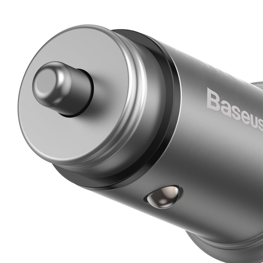 Φορτιστής Αυτοκινήτου Baseus Circular Metal, 30W, 5A, 1 x USB-A - 1 x USB-C, Γκρι
