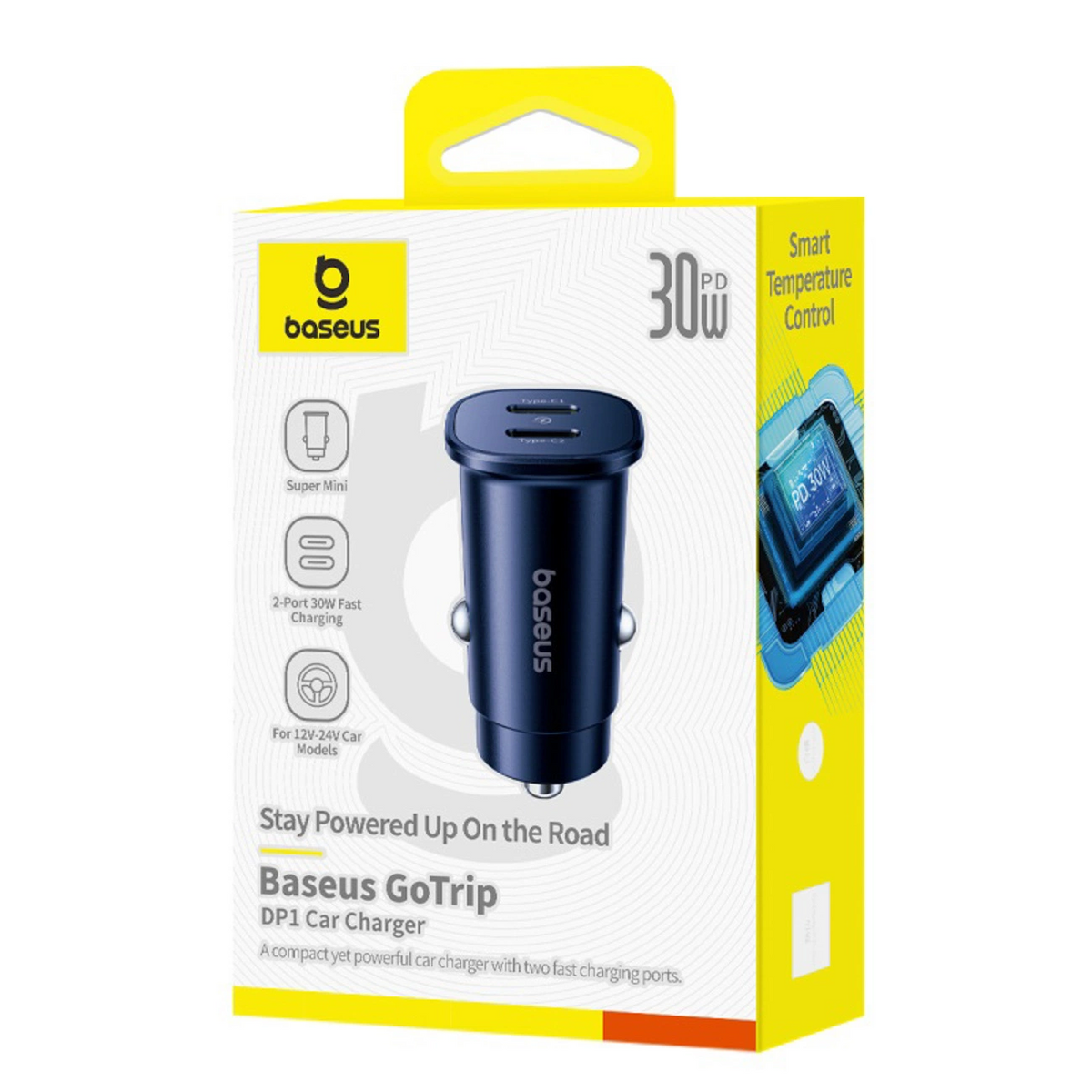 Φορτιστής Αυτοκινήτου Baseus GoTrip, 30W, 3A, 2 x USB-C, Μαύρο