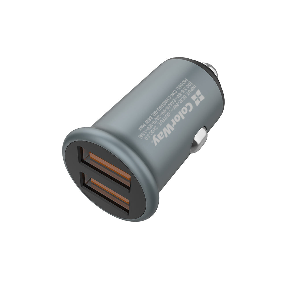Φορτιστής Αυτοκινήτου ColorWay, 36W, 3A, 2 x USB-A, Γκρι