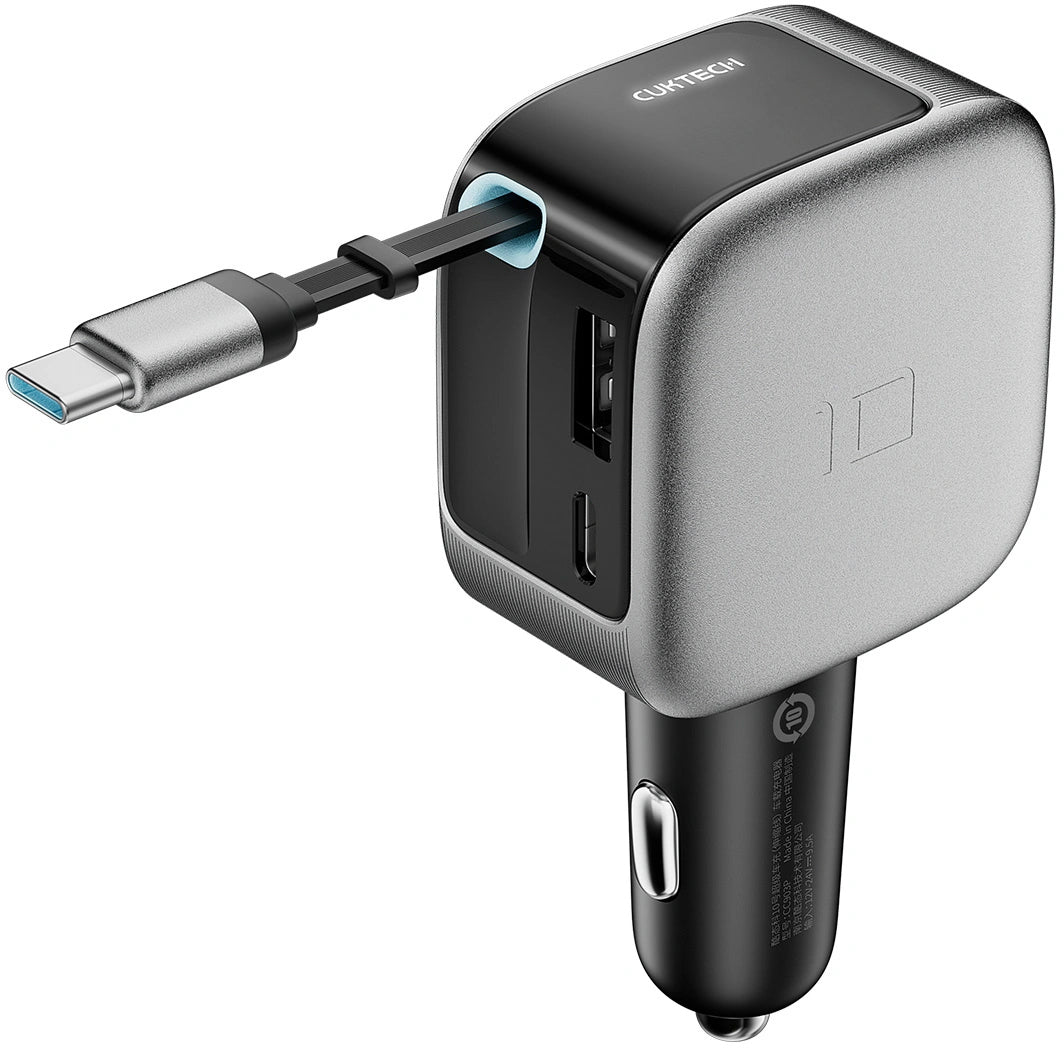 Φορτιστής Αυτοκινήτου με Καλώδιο USB-C Cuktech CC903P Οθόνη, 100W, 5A, 1 x USB-A - 1 x USB-C, Γκρι