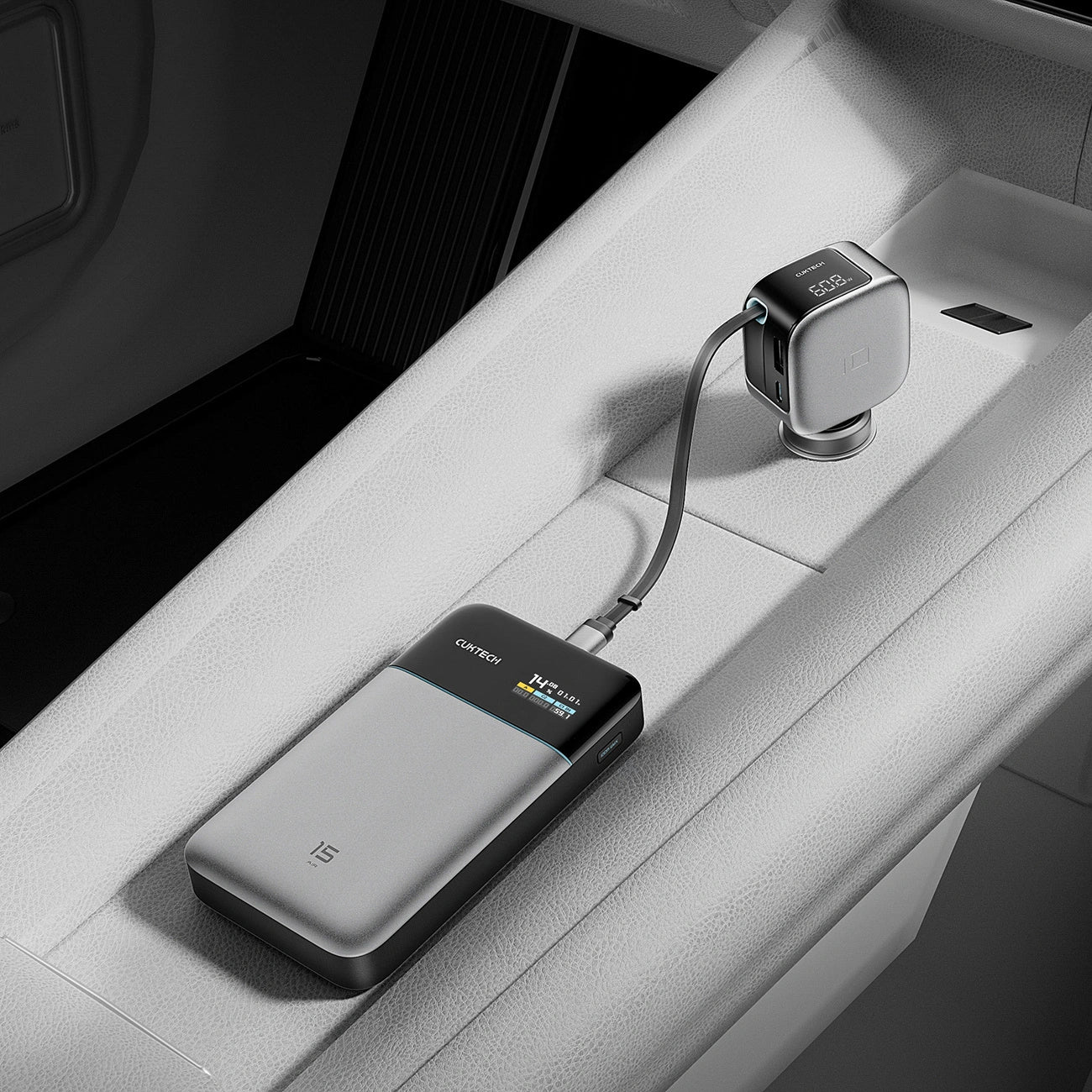 Φορτιστής Αυτοκινήτου με Καλώδιο USB-C Cuktech CC903P Οθόνη, 100W, 5A, 1 x USB-A - 1 x USB-C, Γκρι