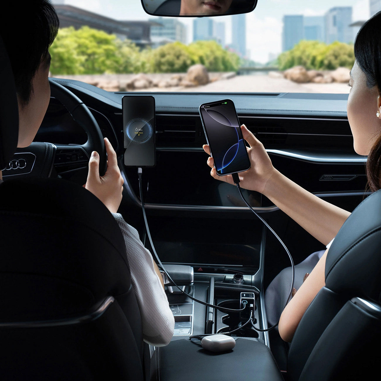 Φορτιστής Αυτοκινήτου με Καλώδιο USB-C Cuktech CC903P Οθόνη, 100W, 5A, 1 x USB-A - 1 x USB-C, Γκρι