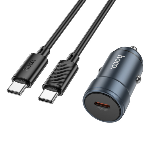 Φορτιστής Αυτοκινήτου με Καλώδιο USB-C HOCO Z57, 30W, 3A, 1 x USB-C, Γκρι