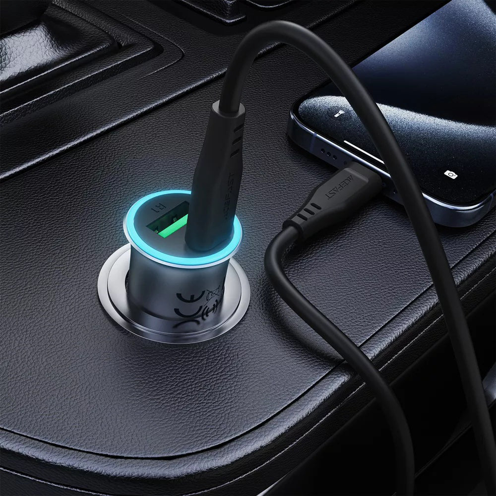 Φορτιστής Αυτοκινήτου με Καλώδιο USB-C Acefast B16, 95W, 3.25A, 1 x USB-A - 1 x USB-C, Γκρι