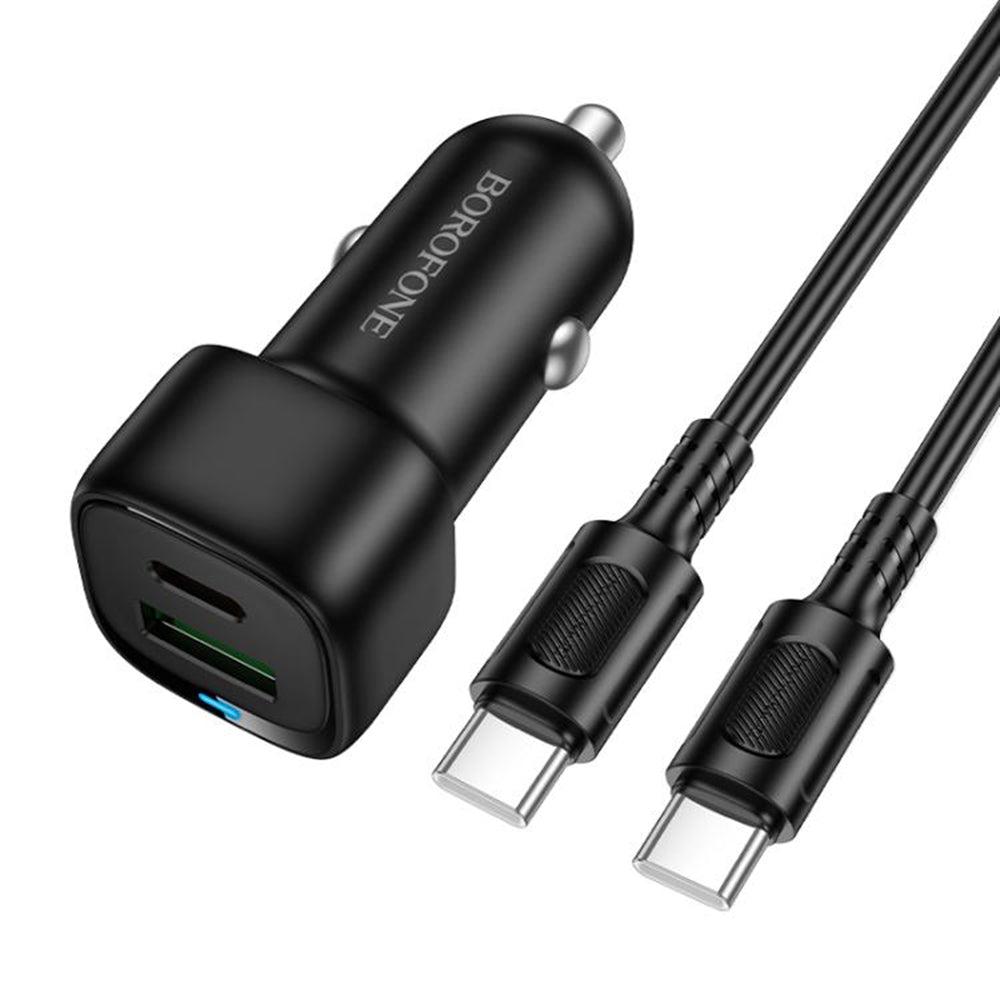 Φορτιστής Αυτοκινήτου με Καλώδιο USB-C Borofone BZ34B Cloud, 20W, 3A, 1 x USB-A - 1 x USB-C, Μαύρο