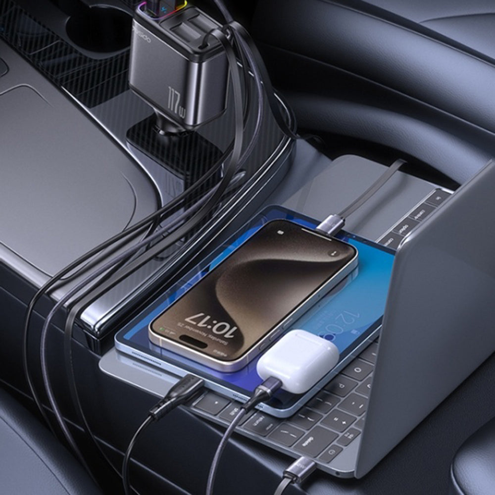 Φορτιστής Αυτοκινήτου με Καλώδιο USB-C / Lightning Yesido Y63 Display, 117W, 3A, 1 x USB-A - 1 x USB-C, Γκρι