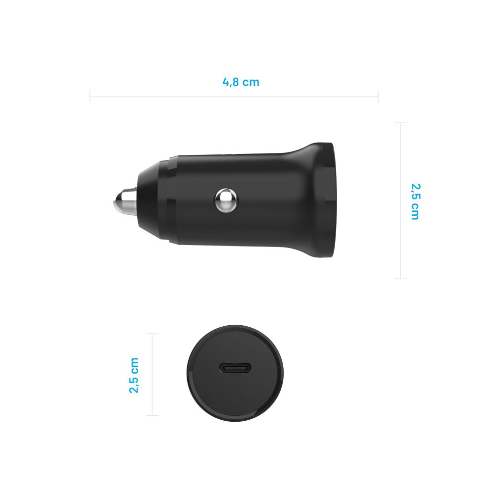 Φορτιστής Αυτοκινήτου Fixed, 30W, 3A, 1 x USB-C, Μαύρος