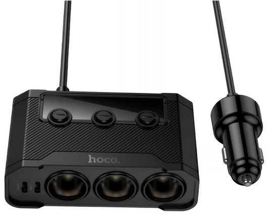 Φορτιστής Αυτοκινήτου HOCO Z64, 15.5W, 3.1A, 2 x USB-A - 2 x USB-C - 3 x Επέκταση Αναπτήρα, Μαύρο