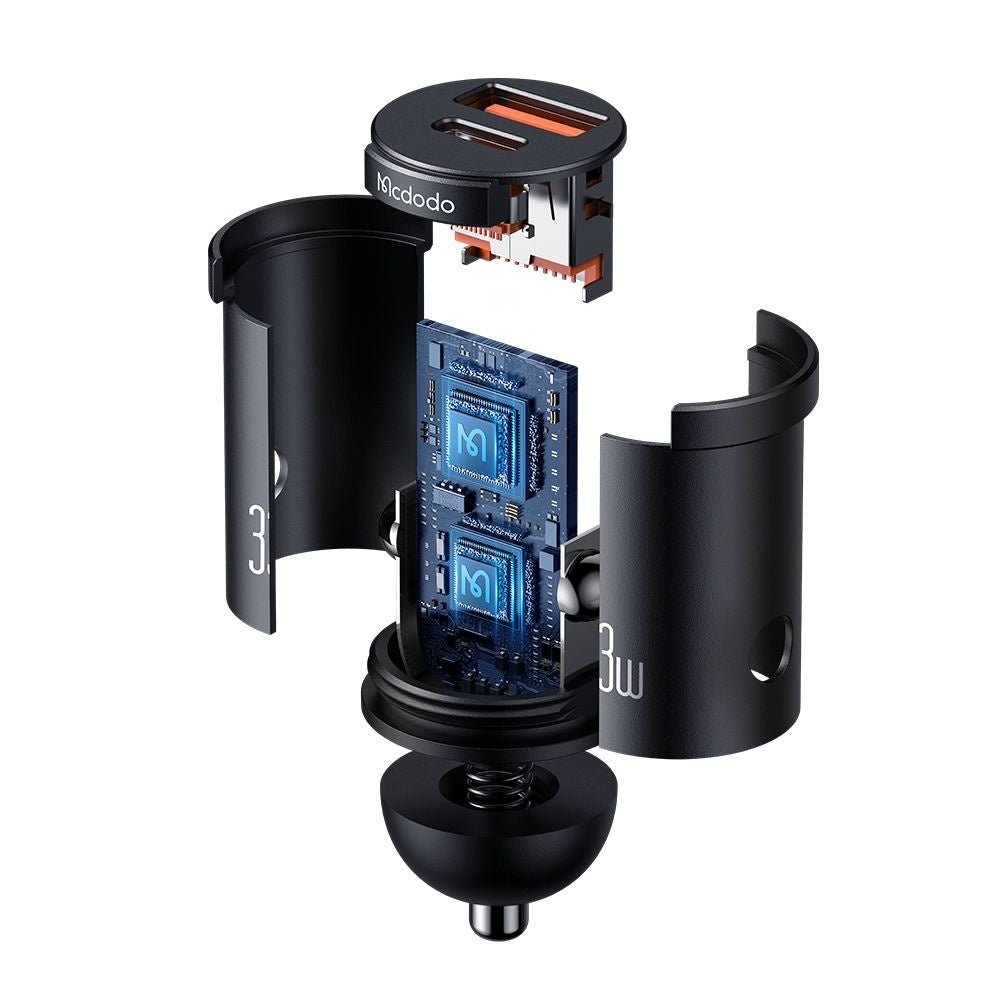 Φορτιστής Αυτοκινήτου McDodo CC-2320 Cool, 33W, 3A, 1 x USB-A - 1 x USB-C, Μαύρο